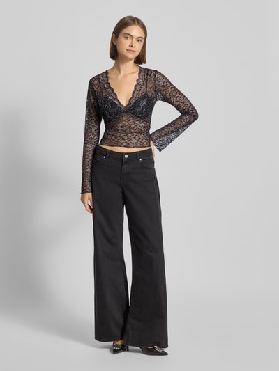 ONLY Regular Fit Blusentop mit Effektgarn-Muster Modell 'CHLOE' Black 1