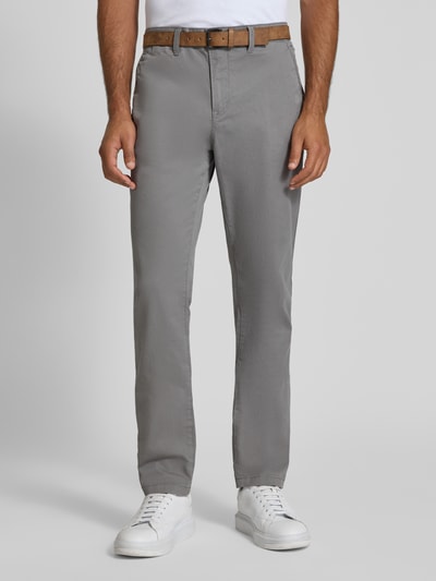 Tom Tailor Denim Slim Fit Chino mit Gürtel Mittelgrau 4