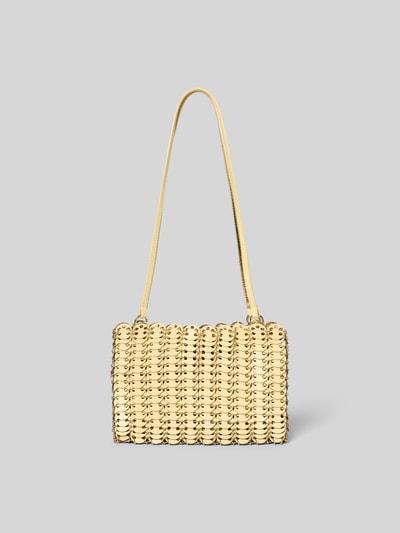 Produktfoto, Shoulder Bag in metallic von Rabanne in goldfarbener Gliederketten-Optik mit Logo-Detail, offenes Hauptfach, Lange Schulterriemen, Maße ca. 23x16x3 cm