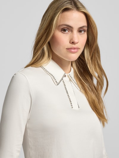Marc Cain Blouseshirt met platte kraag en siersteentjes Offwhite - 3