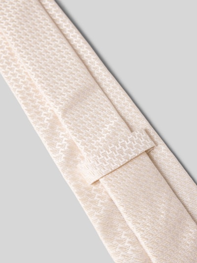 Produktfoto, Seidenkrawatte im Allover-Look (7,5 cm) von OLYMP aus reiner Seide, cremefarbenes Allover-Muster, Label-Detail, klassische Form