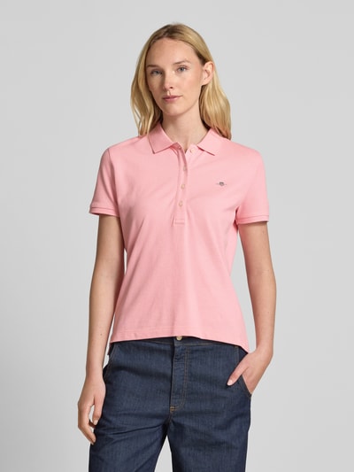 Gant Poloshirt met labelstitching Felroze - 4