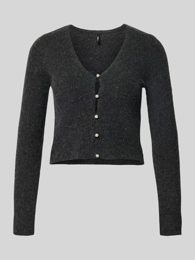 Only Kurtka o kroju slim fit z prążkowanej dzianiny model ‘RICA LIFE’ Antracytowy melanż 2