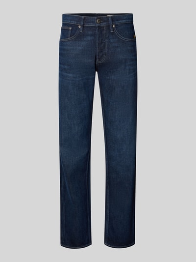 Productfoto, donkerblauwe slim fit jeans uit katoenmix met fijne textuur Slim Fit Jeans aus Baumwoll-Mix Modell 'Streem' van G-Star RAW, heren slim fit jeans