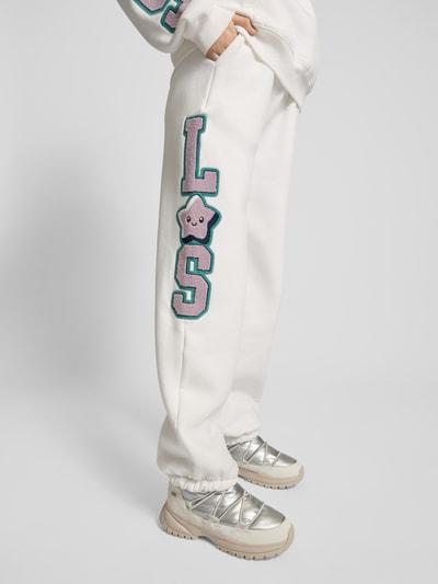 LOVE SCARS Regular fit sweatpants met labelstitching Offwhite - 3