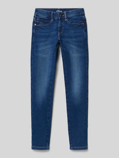 s.Oliver RED LABEL Slim Fit Jeans aus Baumwoll-Mix mit Kontrastnähten Modell 'SURI' Blau 1