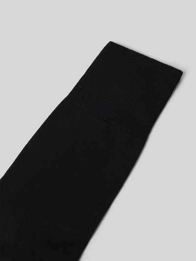 Produktfoto, Socken mit Label-Print im 3er-Pack van Falke, zwarte mix van katoen en scheerwol, met stretch, geribde boord, nauwsluitend model