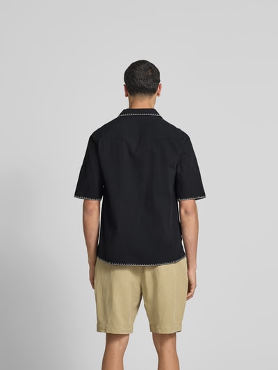 Officine Générale Freizeithemd mit Knopfleiste Black 5