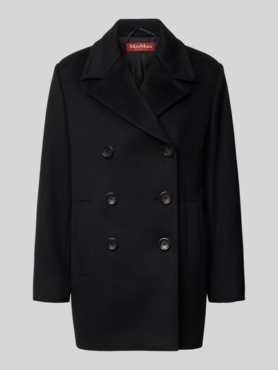 Max Mara Studio lange wollen jas met dubbele knoopsluiting model 'MAGENTA' BLACK - 1