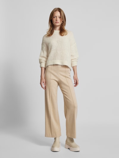 Raffaello Rossi Wide leg stoffen broek met vaste persplooien, model 'ELAINE' Beige - 1