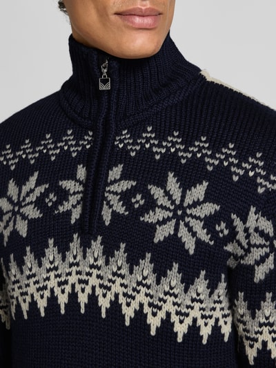 Dale of Norway Noorse trui met schipperskraag van wolmix, model 'Myking' Marineblauw - 3