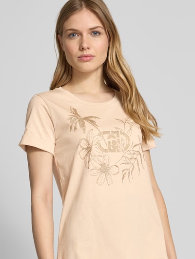 LIU JO SPORT T-Shirt mit geripptem Rundhalsausschnitt Sand 3