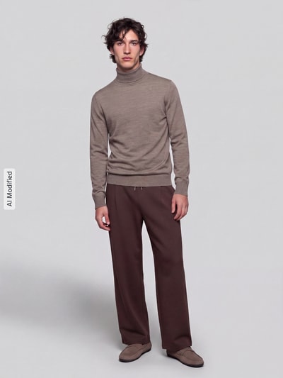 Jake*s Studio Men Regular Fit Rollkragenpullover aus reiner Wolle Modell 'MIKO' Mittelbraun 1