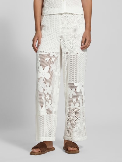 OH APRIL Spodnie z koronki szydełkowej z elastycznym pasem Złamany biały 4