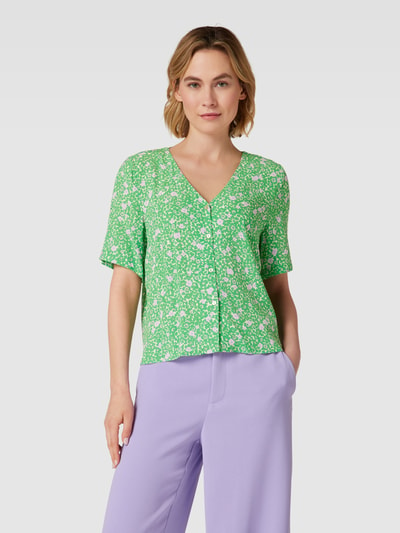 Jake*s Casual Bluzka koszulowa z wiskozy z kwiatowym wzorem Trawiasty zielony 4