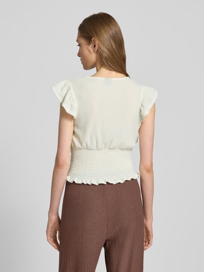 Gina Tricot Slim fit blousetop met smokdetails Offwhite - 5