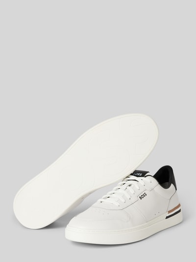 BOSS Lage sneakers van leer met vetersluiting Wit - 4