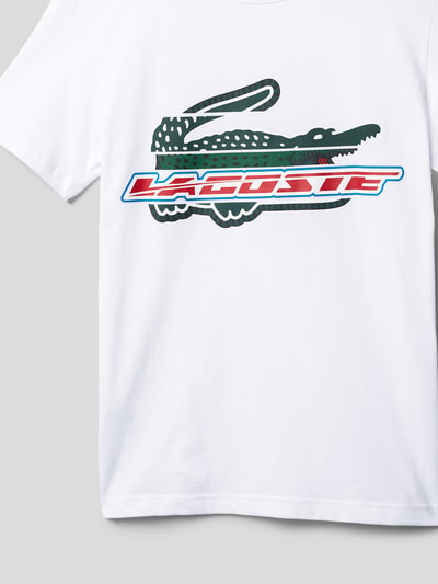 Lacoste T-Shirt mit Label-Print Weiss 2