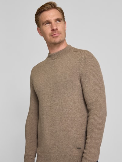 JOOP! Collection Gebreide pullover met kasjmier en ronde hals Lichtbruin - 3