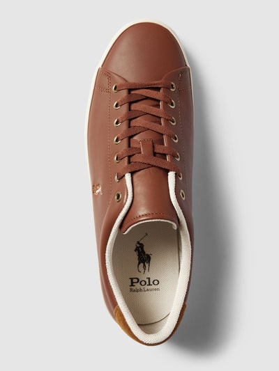 Polo Ralph Lauren Sneakers van leer met labelstitching, model 'LONGWOOD' Cognac - 5