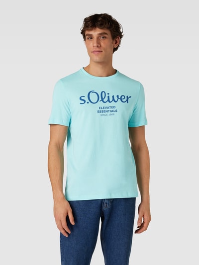 s.Oliver RED LABEL T-shirt met labelprint Lichtturquoise - 4