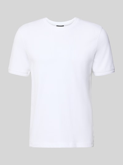 Produktfoto, Regular Fit T-Shirt mit Rundhalsausschnitt Modell 'Lao' von CINQUE, weiß, glatte Baumwoll-Mix-Textur, Elastische Ärmelabschlüsse, Rückenlänge bei Größe M 65 cm