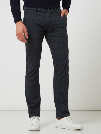 BOSS Orange Slim fit chino met stretch, model 'Schino-Slim' Blauw gemêleerd - 4