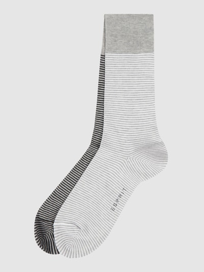 Esprit Socken mit Streifenmuster im 2er-Pack  Mittelgrau Melange 1