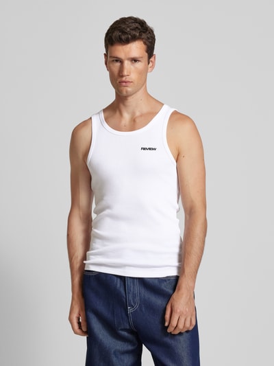 REVIEW Tanktop mit Feinripp Weiss 4