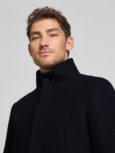 Matinique Lange jas met opstaande kraag, model 'Harvey' Marineblauw - 3