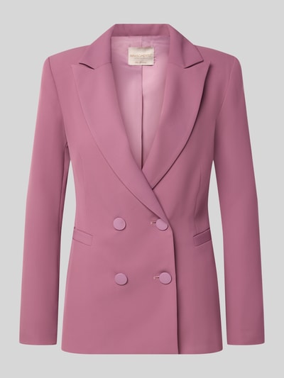 Produktfoto, Blazer mit doppelter knoopsluiting van Rinascimento in mauve, Reverskraag, getailleerde pasvorm, paspelzakken, ruglengte maat S 64 cm