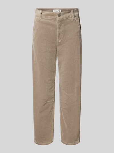 Produktfoto, Cordhose mit französischen Eingrifftaschen von Christian Berg Woman, beige, katoenmix met stretch, barrel fit, knoop- en ritssluiting, steekzakken, achterzakken, bandwijdte maat 36: 40 cm, binnenbeenlengte maat 36: 64 cm, gestructureerd oppervlak