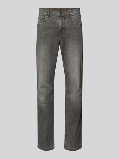 Produktfoto, graue Jeans mit 5-Pocket-Design von Christian Berg Men im Baumwoll-Mix mit Stretch-Anteil und Gerader-Schnitt, weiße Nähte