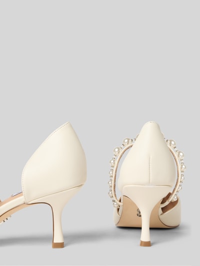 Produktfoto, czółenka skórzane Steve Madden Pumps mit strukturierter Sohle Modell 'Amoura', naturalna skóra, kształt szpic, fakturowana podeszwa, wysokość obcasa 8 cm, wysokość cholewki 7 cm, kremowy kolor