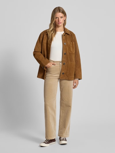 Marc O'Polo Denim Spodnie sztruksowe z szerokimi nogawkami z mieszanki bawełny Beżowy 1