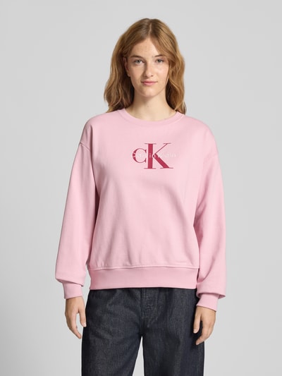 Calvin Klein Jeans Sweatshirt met labelprint Felroze - 4