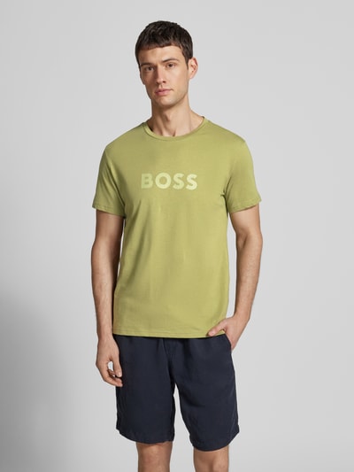 BOSS T-shirt z nadrukiem z logo Oliwkowy 4