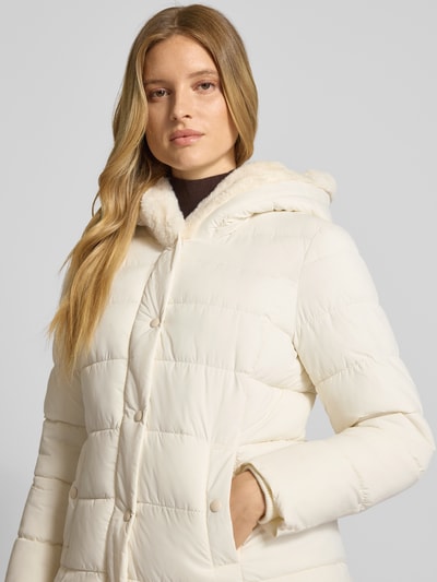 Christian Berg Woman Selection Gewateerde lange jas met imitatiebont en steekzakken Offwhite - 3