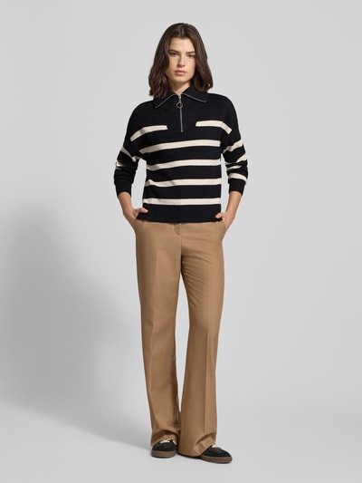 VERO MODA Regular Fit Troyer aus Viskose-Mix Modell 'SABA STRIPE' Black 1