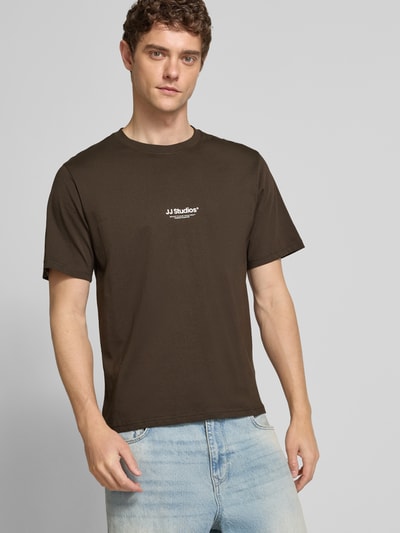 Jack & Jones T-shirt met ronde hals, model 'SOHO' Donkerbruin - 3