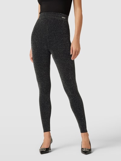 HUGO Legging in metallic look, model 'Nikala' Zwart - 4