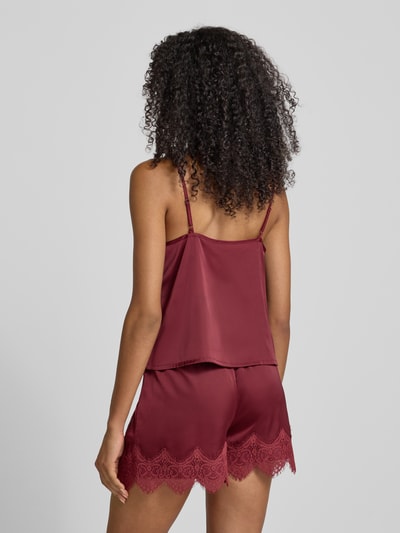 Jake*s Casual Trägertop aus Satin mit Spitzenbesatz Bordeaux 5