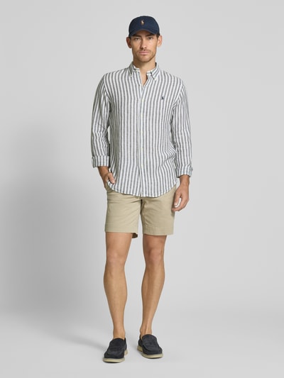 Polo Ralph Lauren Custom Fit Leinenhemd mit Button-Down-Kragen Oliv 1