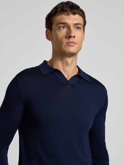 SELECTED HOMME Regular fit poloshirt van zuivere wol, model 'TRAY' Donkerblauw - 3