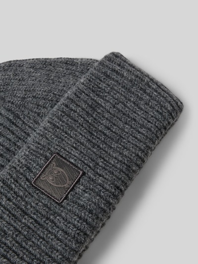 Knowledge Cotton Apparel Czapka z naturalnej wełny jagnięcej model ‘Low’ Antracytowy melanż 2