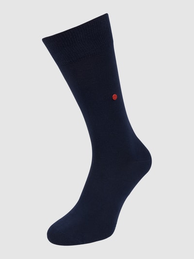 Burlington Socken mit Label-Print Modell 'Lord' Dunkelblau 1