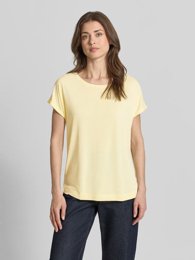 Christian Berg Woman damski t-shirt o kroju regular fit z okrągłym dekoltem Jasnożółty 4