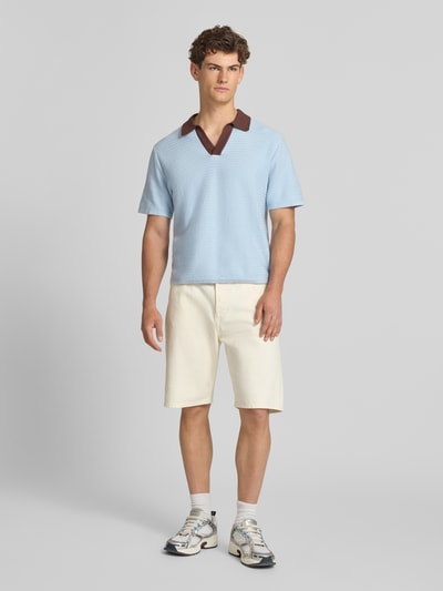 JACK & JONES Regular Fit Poloshirt mit V-Ausschnitt Modell 'COTEDAZUR' Hellblau 1