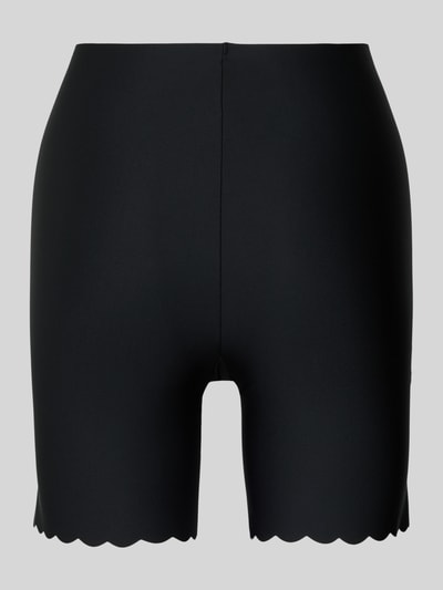 Produktfoto, Slim Fit Bikershorts mit Zierabschlüsse von Skiny, elastischer Material-Mix in Schwarz, glatte Textur, elastischer Bund