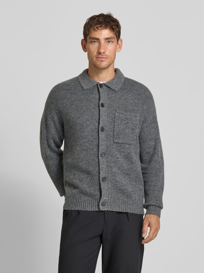 Jack & Jones Premium Strickjacke mit Umlegekragen und Brusttasche Mittelgrau 4